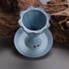 Song Dynasty Ru Kiln Blue Glaze Lotus Pod Incense Burner - Antique Style Collectible Porcelain Display.
