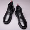 Fashion 2024 Winter New Boots Male British Style Korean Tooling Trendy Shoes Plus Velvet Warm Cotton Shoes Middle Cut Men's Boots