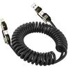 240 Вт 4-в-1 Быстрая зарядка Пружинный кабель данных Выдвижной Multi USB Type-C на Lightning Type-C для телефона Планшета