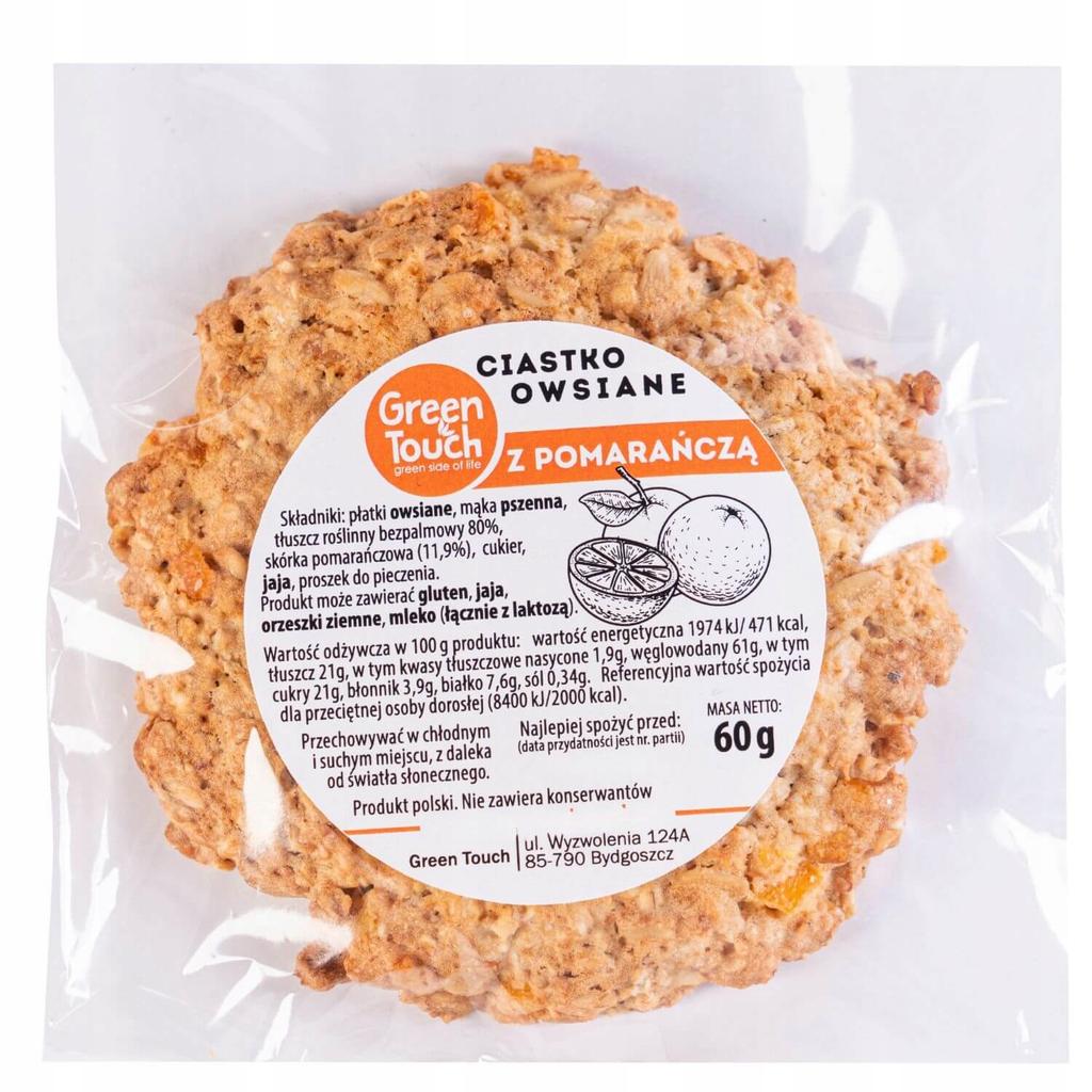 Ciastko Pomarańczowe 60 G Kruche Ciastka Zdrowe Słodycze Płatki Owsiane