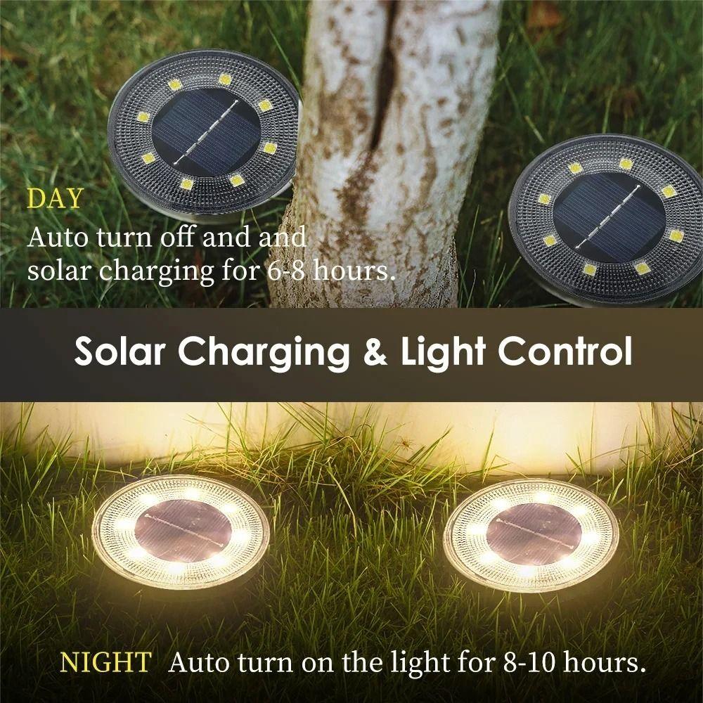 2Pcs Super Bright Solar Buried Lights Solar Power Lawn Lamp Path Deck Lights Garden