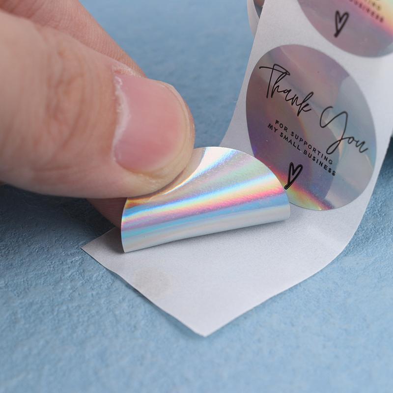 500 шт./рулон радужных лазерных благодарственных наклеек для малого бизнеса, самоклеящиеся этикетки для бутиков, упаковочные принадлежности