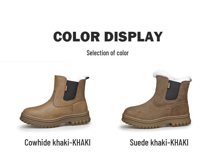 Мужские зимние шерстяные высокие кожаные сноубутсы, толстые и теплые, нескользящие, уличные, в монгольском стиле.