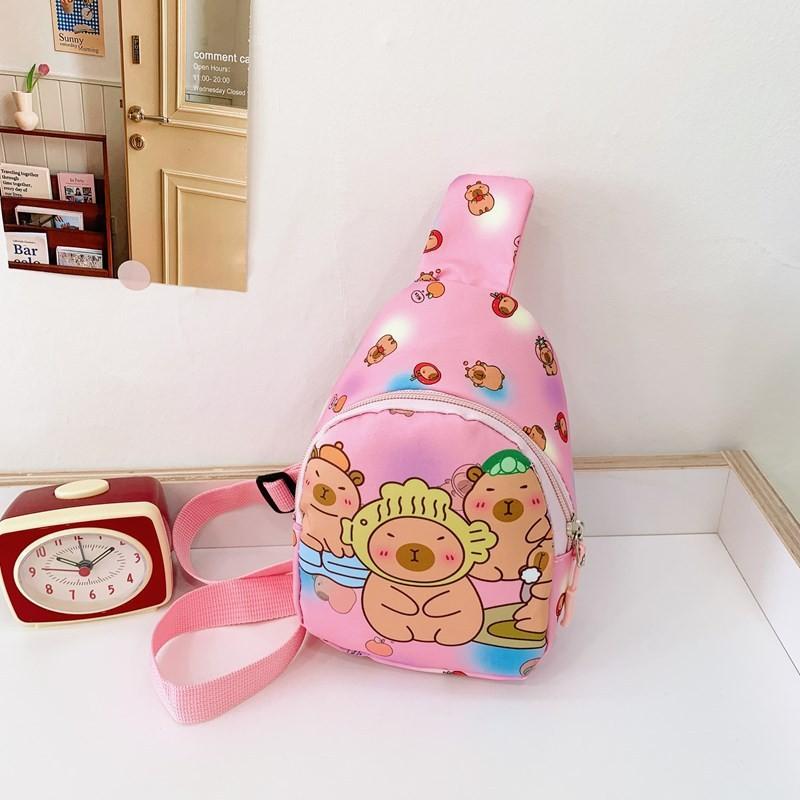 Capybara Crossbody Childrens Bag Cute Cartoon Design Lightweight Material Nylon