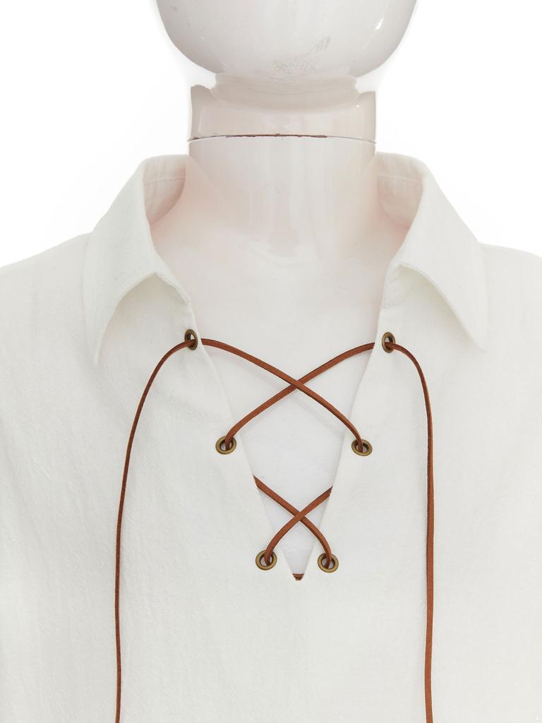 Мальчики Средневековая Пиратская Рубашка Викинг Ренессанс На шнуровке Топ Наемник Хэллоуин Костюм для ролевых игр Наряд