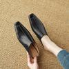 Мода НОВЫЕ Летние Женские Мюли Обувь из Натуральной Кожи для Женщин Закрытый Носок Увеличивающие Рост Шлепанцы Квадратный Носок Лаконичные Сандалии с Прошивкой