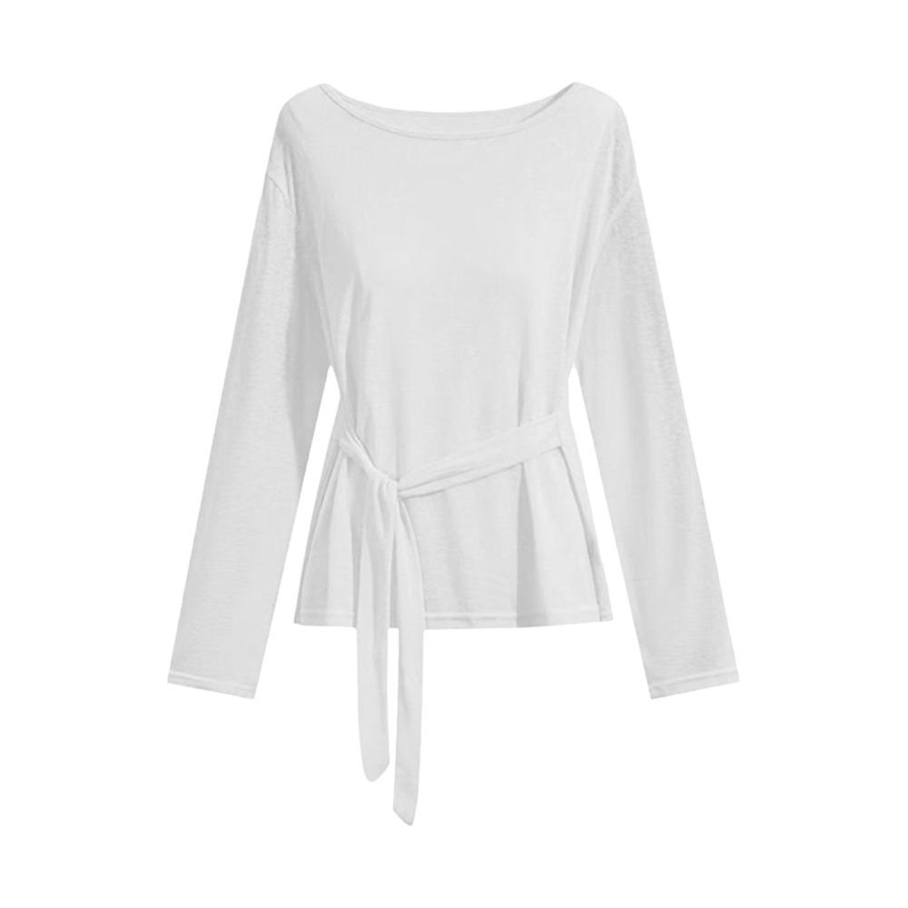 Sheer Long Sleeve T-Shirt Back Tied-up Oversize T-Shirt Waist-Cinching Top Women's Wear