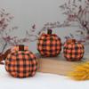 4/5/6in Checkered Fabric Pumpkin PP Cotton Filled Knitted Fabric Small Size Soft Pumpkin Plush Toys