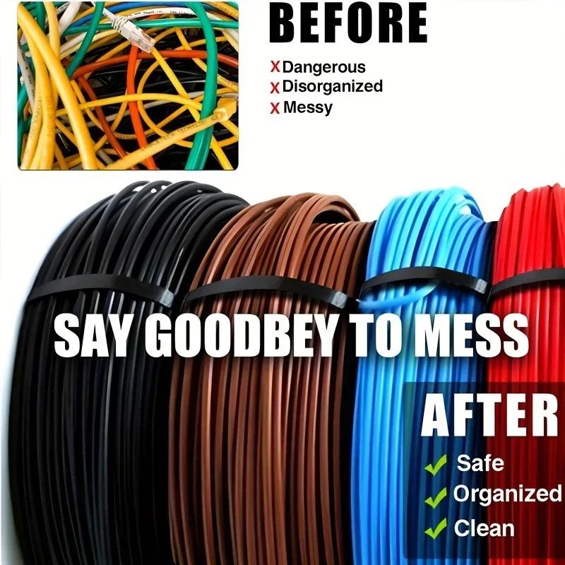 Прочные Пластиковые Стяжки Самозащелкивающиеся Нейлоновые Стяжки для Организатора Электроники Стяжки для Проводов УФ-стойкие Черные