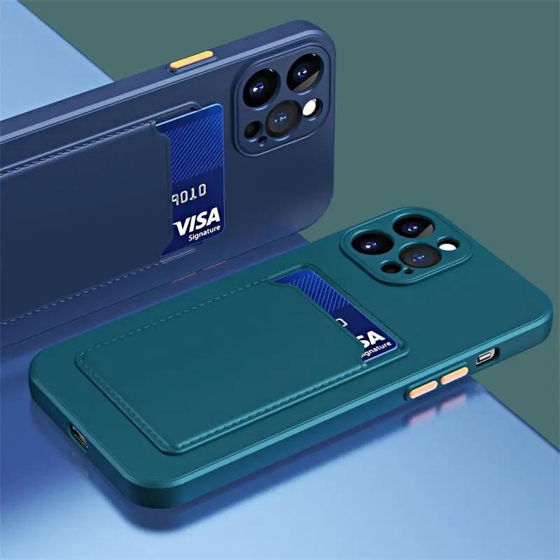For iphone 13 13Pro Pro Max ProMax 12 11 X XS XSMax XR 12Pro 11Pro 13ProMax Card Holder Wallet Coque Shockproof Silicone Cover