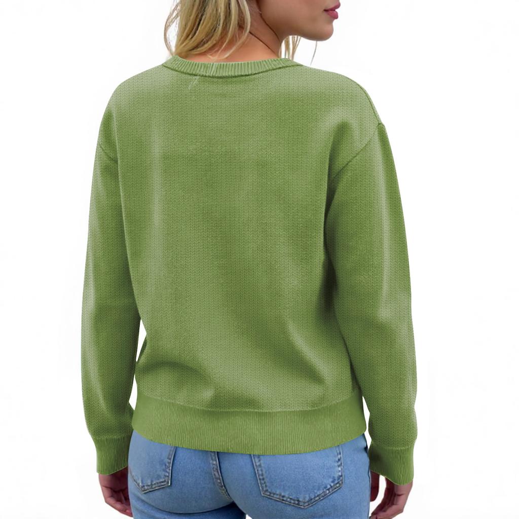 Женский рождественский свитер Милый забавный рождественский свитер Осень и зима Свитер с длинным рукавом вязаный