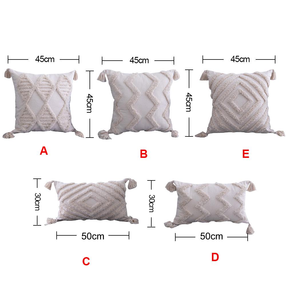 Наволочка ручной работы из тканого материала с бежевыми кисточками, наволочка в стиле бохо с кисточками, украшение для дивана и гостиной, домашний декор