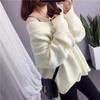 Womens V Neck Knit Sweater Long Sleeve Loose Fit Pullover Fall Winter Solid Color Casual Top