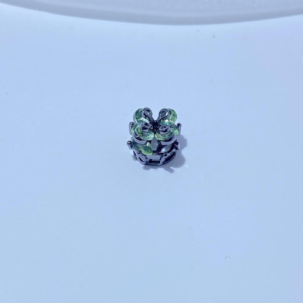 14K Gold-Plated Clover Zircon Spacer Bead Pendant for DIY Jewelry