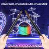 Electronic drumsticks with two foot pedals  connectable to 16D speakers  featuring low latency and a portable design
