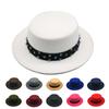 Британский стиль Цветная ромбовидная лента с плоским верхом Шляпа мужская и женская теплая широкополая шерстяная шляпа Однотонная джентльменская шляпа