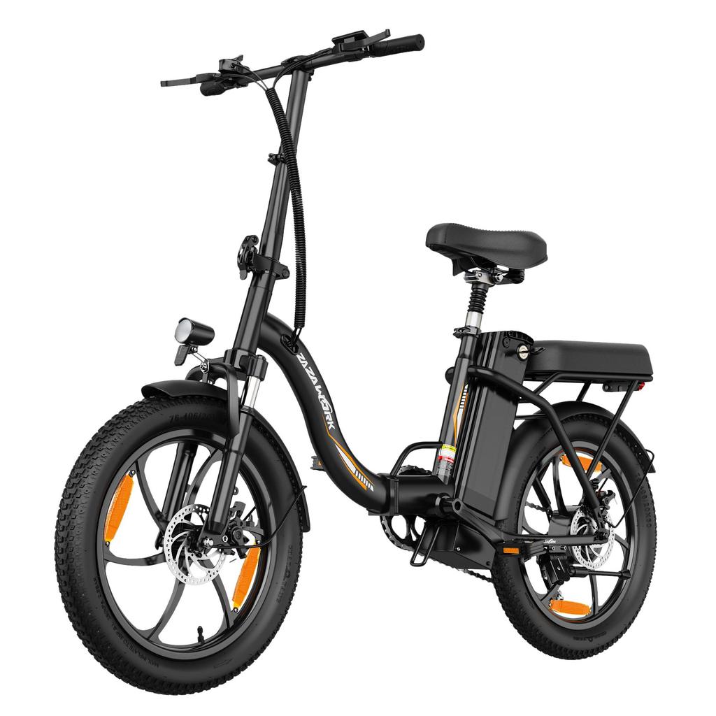 ZAZAWORK 20-inch Folding Electric Bike 250W 47Nm Motor 48V 16Ah Battery 25km/h Speed 100km Range 7 Speeds Spring Suspension Disc Brakes