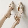 Thin Heel Hollow Fairy Single Shoes Summer New Niche Design Bow Word Buckle Strap High Heels Women