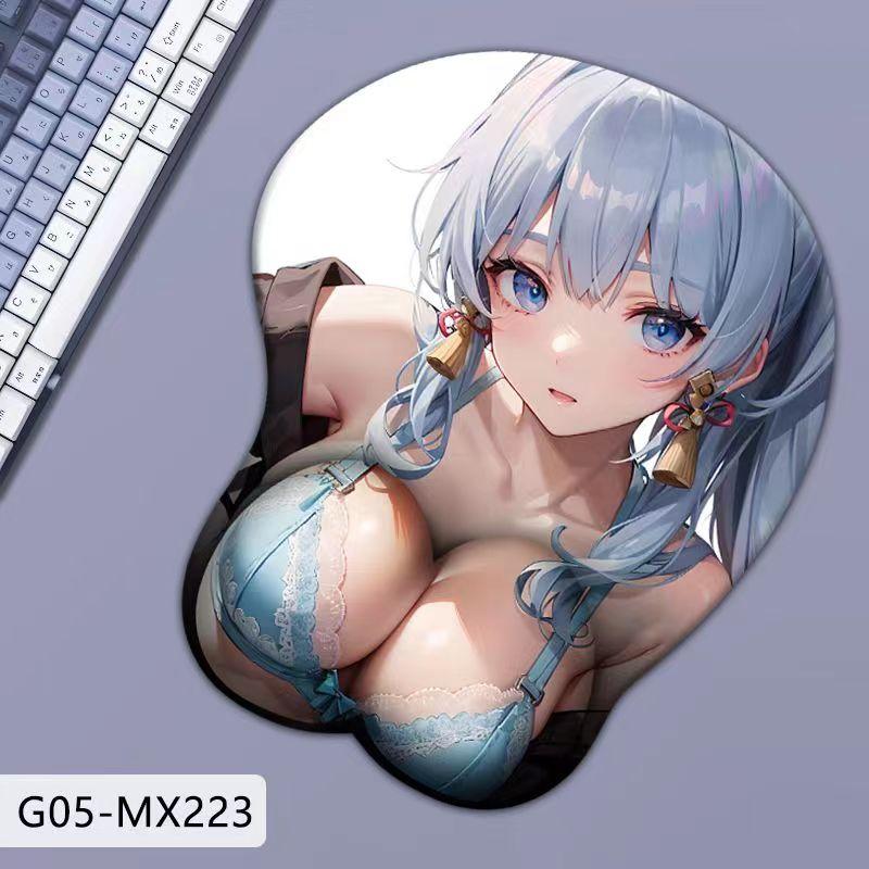Силиконовый коврик для мыши Genshin 3D, большая грудь, защита запястья.