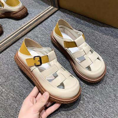 Туфли на мягкой подошве Харадзюку с большой головой женские лето 2025 новые кружевные дышащие туфли-рыбаки толстая подошва подошва-маффин одинарные туфли