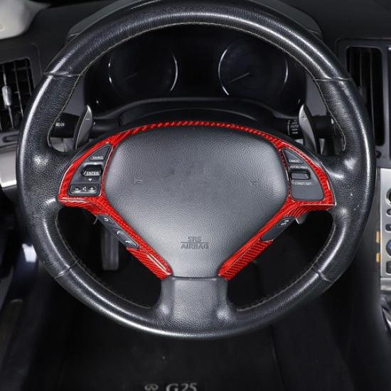 Red Carbon Fiber Steering Wheel Cover Trim Sticker For Infiniti G37 G35 07-2013
