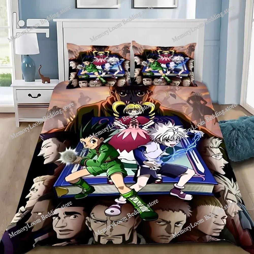 3D Печать Модный Мягкий Набор Постельного Белья с Аниме Hunter×Hunter Пододеяльник Наволочка Одеяло Размер King/Queen Для Мальчиков Взрослых Комплект Постельного Белья