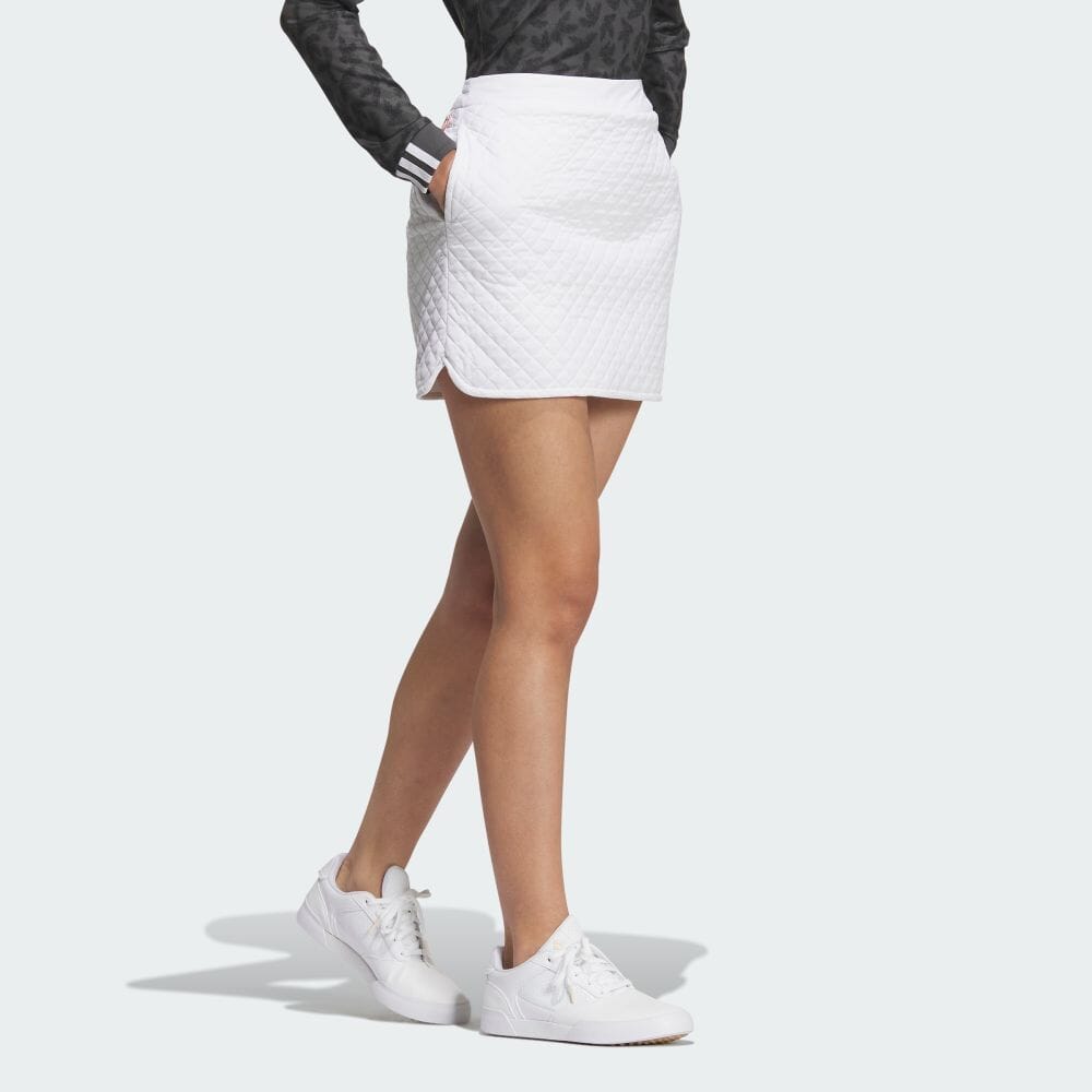 Adidas Wind Rdy Solid Color Micro Logo Quilted Windproof Waterproof Comfortable Golf Skirt Women Skirts White HY0866
