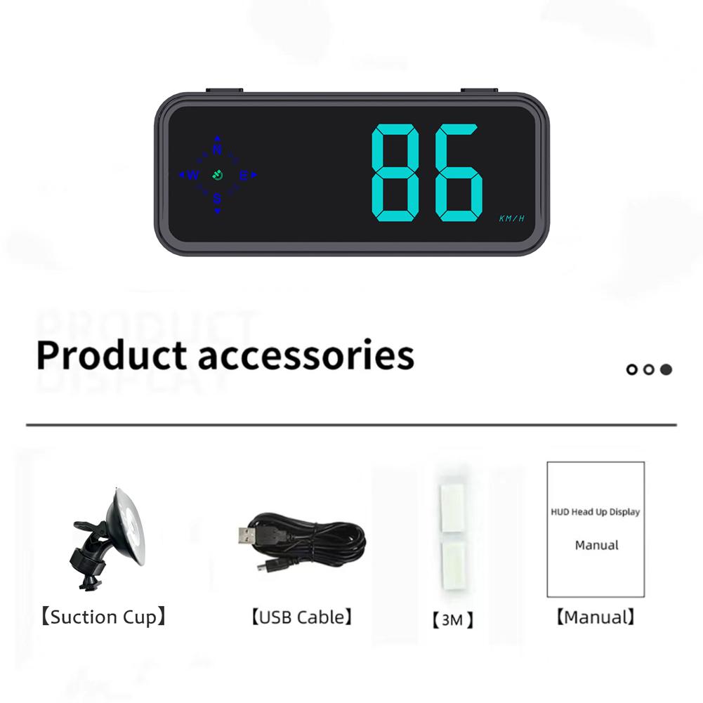Car Head-up Display with Compass Plug and Play GPS Digital Speedometer Windshield Speed Projector Car Electronics Accessories