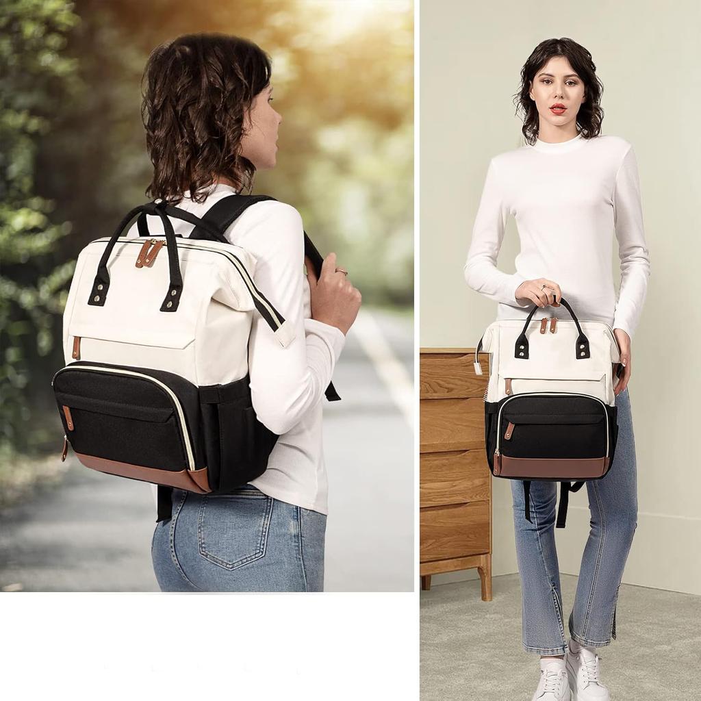 Women's Laptop Backpack, 15.6" Business Work Bag with USB, Large Waterproof College & Nurse Bookbag for Travel & School.