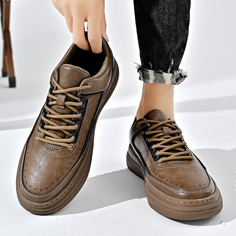 Модный классический бренд Мужская кожаная повседневная обувь Толстая подошва Износостойкая Уличная обувь Оксфорды Модная мужская спортивная обувь