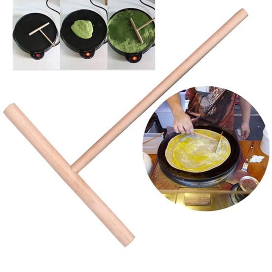 1 Set Pancake Spatula Non-stick Wooden Crepe Spreader Durable Convenient Pancake Tool for Home Kitchen