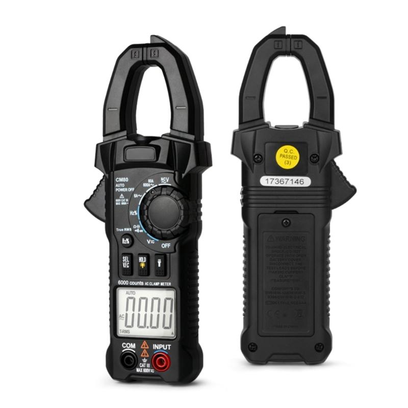 Handheld Clamp Meter T-RMS 6000 Counts Multimeter Voltage Tester Auto-ranging Measures Current Voltage Diodes Duty Cycle