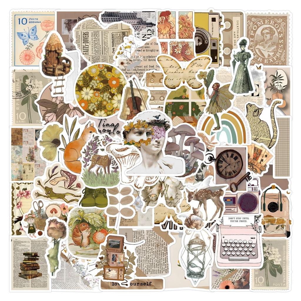 100 Cartoon Retro Style Pattern Stickers Personalized Decorative Suitcase Notebook Personalized Waterproof Stickers