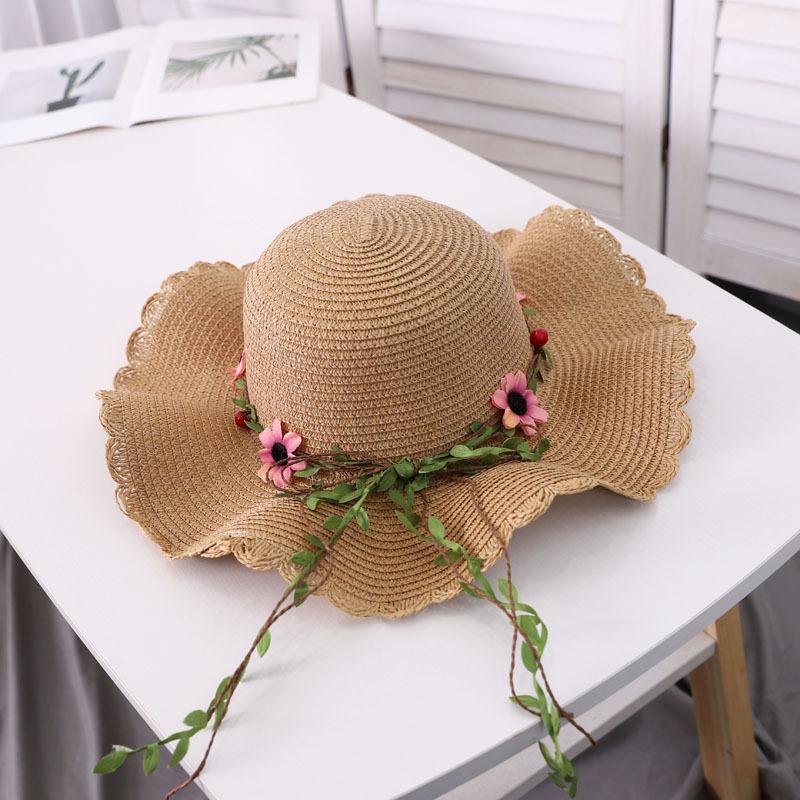Шляпа Dayan Flower Wreath Grass, солнцезащитная шляпа и солнцезащитная шляпа для женщин, летняя пляжная крутая шляпа для путешествий, волнистая шляпа