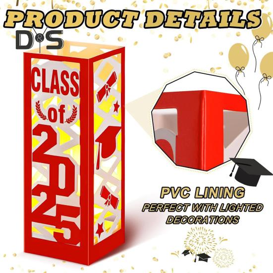 6 шт. освещенных выпускных центральных украшений для выпускного класса 2025 года, фонарики, украшения для выпускного со светодиодной подсветкой для выпускного вечера в колледже и средней школе