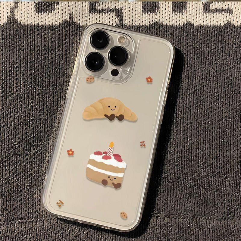 Cute Cartoon Food Dessert Case for iPhone 17 16 15 14 13 12 11 Pro Max Kawaii Milk Tea Burger Clear Shockproof Soft TPU Cover