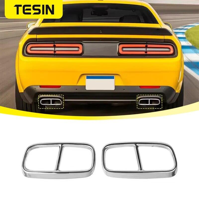 Крышка выхлопной трубы автомобиля TESIN для Challenger SXT 2015+, декоративные аксессуары для задней части автомобиля Dodge Challenger 2015+