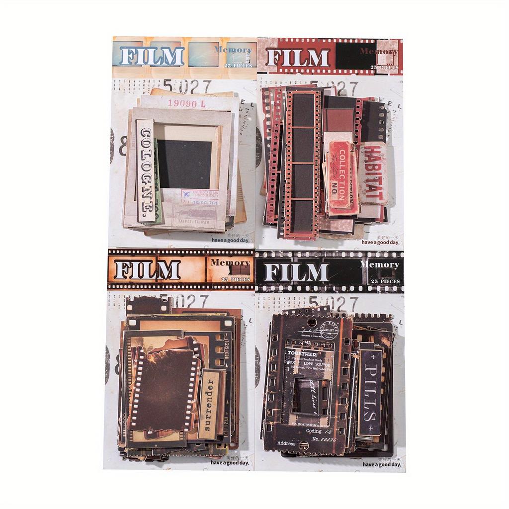 1 шт. материалы для блокнота 25 штук 4 вида серии пленки, стикеры «Прекрасный день», ретро-фильм, твердая карточка, наклейки-материалы для блокнота