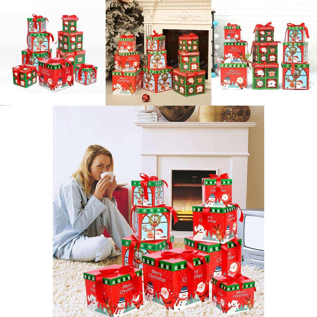 Восхитительная коллекция из 3 премиальных больших подарочных коробок на Рождественский сочельник с элегантной крышкой и лентой