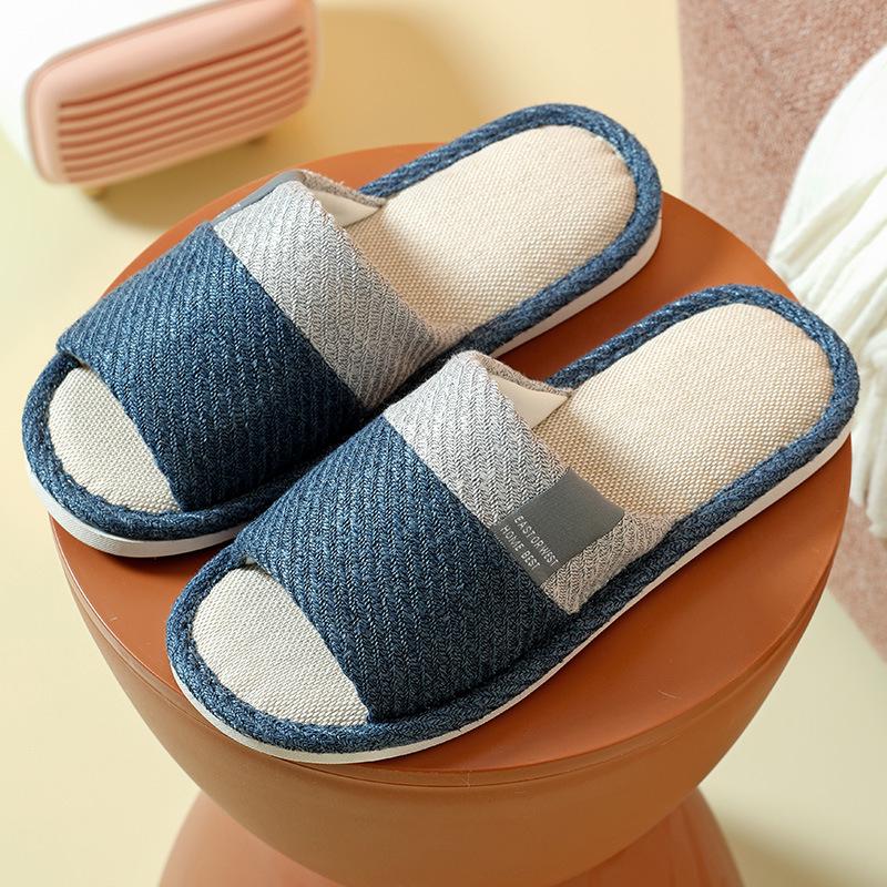 Нескользящие льняные тапочки для пар: Прочный, бесшумный и комфортный для любого сезона
