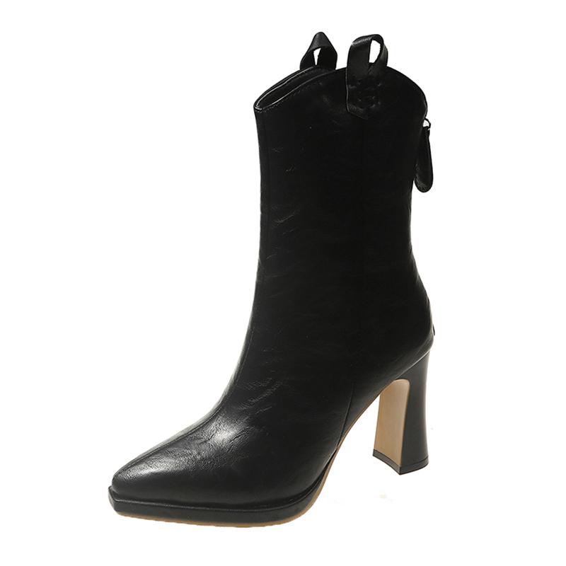 Модные ботильоны на высоком каблуке, женские кожаные туфли с острым носком, элегантные туфли-лодочки для женщин, зима 2024, тренд, готическая мода, зимние короткие ботинки Mujer