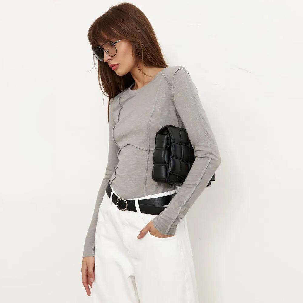 Летняя женская футболка с длинным рукавом и круглым вырезом с принтом