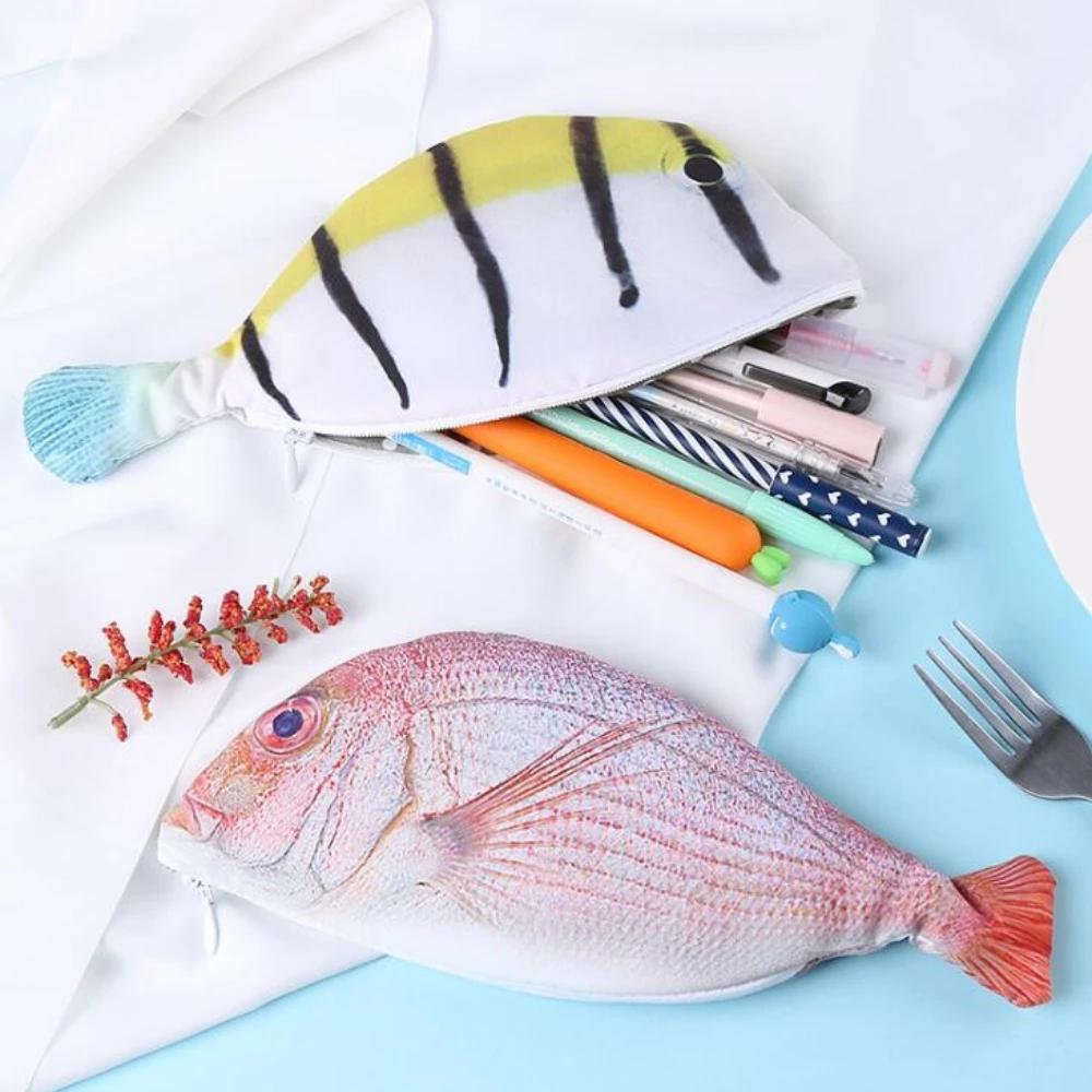 Creative Fish Pencil Case Large Capacity Pencils Pouch Bag Funny School Pencil Cases Stationery Supplies Kawaii Pencil Case
