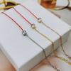 Korean Fashion 18K Rose Gold Zodiac Bracelet with Single Diamond & Red Rope Design for Women