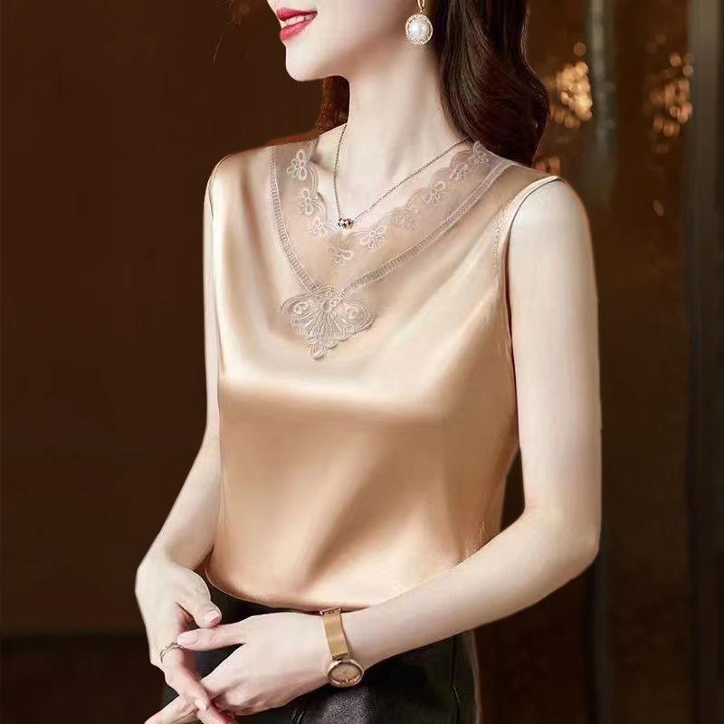 Женский кружевной ацетатный жилет без рукавов - модный внутренний слой для весны и осени