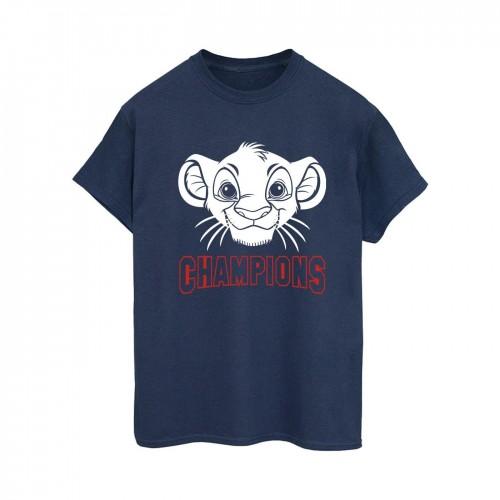 Disney Womens/Ladies The Lion King Simba Face Champion Cotton Boyfriend T-Shirt