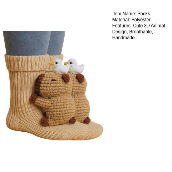 3D Вязаные носки с животными Ручная работа Ленивец Горная корова Кукла Носки до середины голени Милые Теплые Толстые Носки для пола Подарок на День рождения Фестиваль