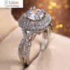 Gorgeous Bridal Wedding Rings for Women Two Tone Design with Brilliant Cubic Zirconia Finger Accessories Classic Jewelry
