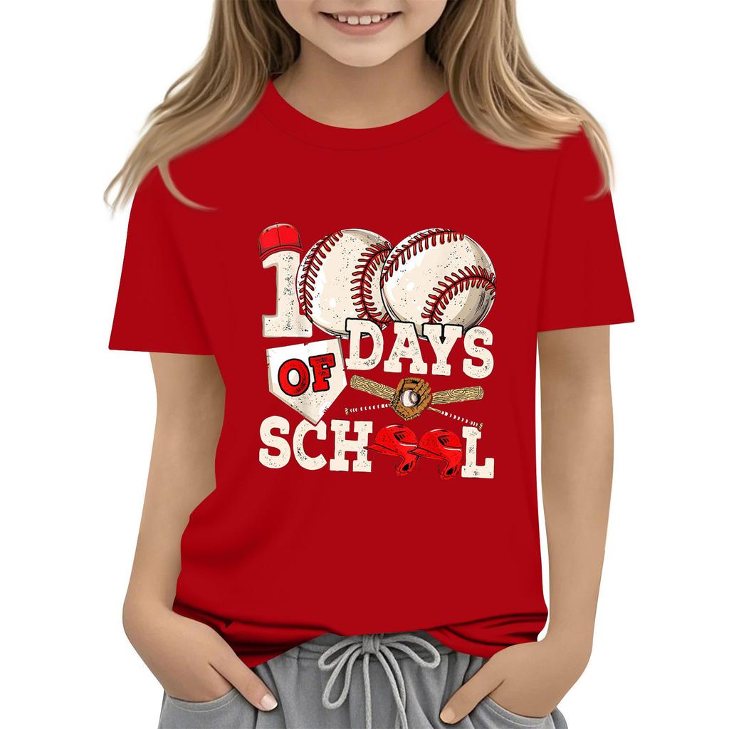 Детская модная повседневная футболка с коротким рукавом и круглым вырезом в честь 100-дневной годовщины школы