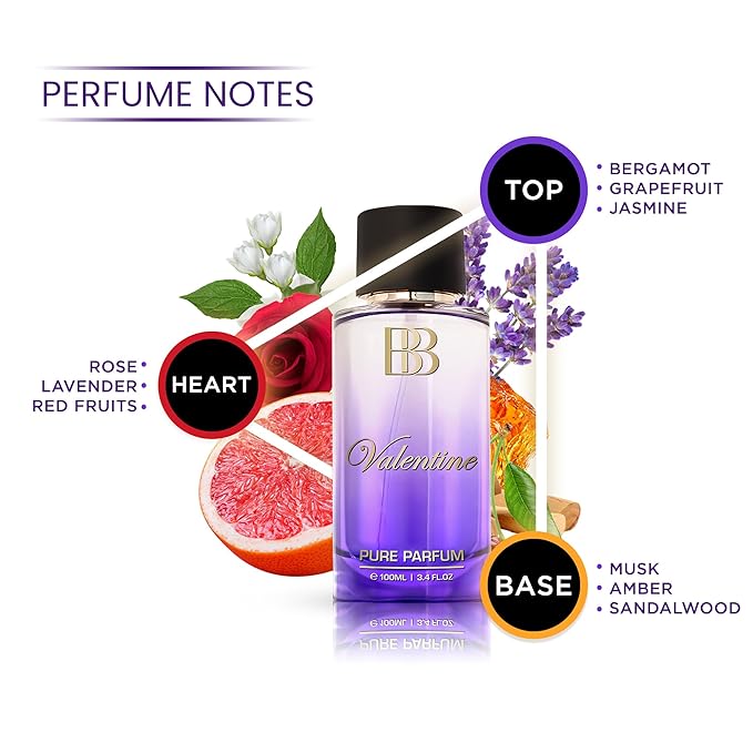 Bergamot Beaute VALENTINE Pure PERFUME 12+ часов стойкие жидкие духи для женщин, более высокая концентрация, чем парфюмированная вода, 100 мл